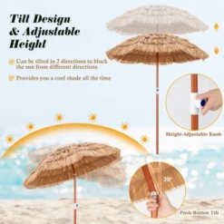 Costway Patio 6FT Tropical Thatched Tiki Beach Umbrella Portable Outdoor Market Tilt -Garden Promotional Store GUEST 20bab8ce f2c1 41b1 b42e 28ece19199f9