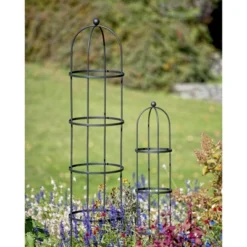 Gardeners Supply Company Essex Round Trellis For Vines Plant Support | Sturdy Stackable Upright Obelisk Garden Trellis For Vines, Clematis, Climbing