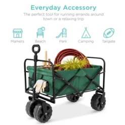 Best Choice Products 36in Folding Multipurpose Indoor Outdoor Utility Cart W/ Swivel Wheels, Adjustable Handle - Green -Garden Promotional Store GUEST 20fe37ed 0943 46a5 a722 9e0e136a3685