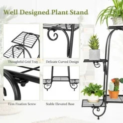 Costway 6 Tier Flower Pot Holder Metal Vertical Shelves Corner Plants Display Rack -Garden Promotional Store GUEST 21cc157e d184 48ac 973f 6b0093a35204