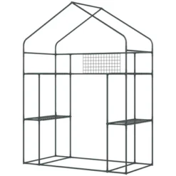 Outsunny Outdoor Walk-in Mini Greenhouse With Mesh Door & Windows, Small Portable Garden Hot House With 6 Shelves, Trellis, & Plant Labels -Garden Promotional Store GUEST 21e9359f 0b1f 47f4 822f 2f1d4fa6434d