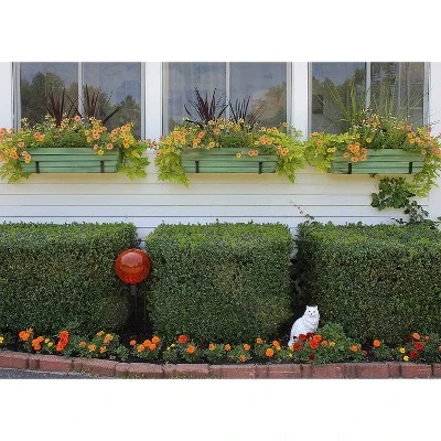 35" Wide Rectangular Galvanized Steel Flower Box Green With Wall Brackets - ACHLA Designs 4 35" Wide Rectangular Galvanized Steel Flower Box Green With Wall Brackets - ACHLA Designs - Image 2