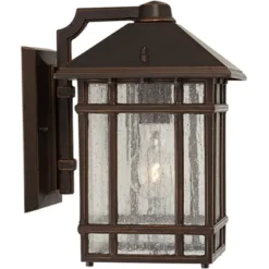 Kathy Ireland Sierra Craftsman Mission Outdoor Wall Light Fixtures Set Of 2 Rubbed Bronze 11" Seedy Glass For Post Exterior Barn Deck House Porch Yard -Garden Promotional Store GUEST 22fb059a 4d20 4a68 8f22 05dffd84b455