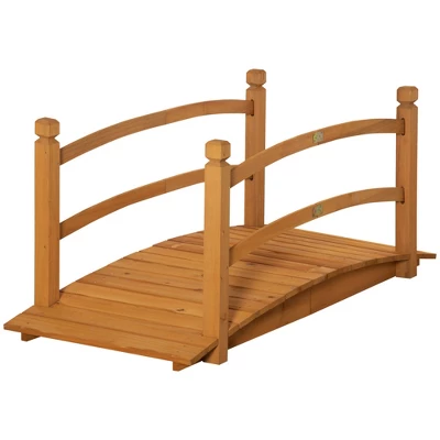 Outsunny 4.7' Garden Bridge, Arc Wood Footbridge, Decorative Pond Bridge With Side Rails 9 Outsunny 4.7' Garden Bridge, Arc Wood Footbridge, Decorative Pond Bridge With Side Rails - Image 7