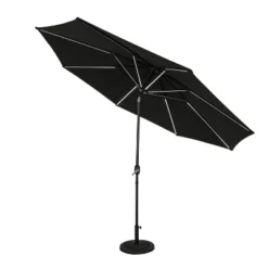 11' X 11' Calypso II Market Patio Umbrella With Solar LED Strip Lights Black - Island Umbrella -Garden Promotional Store GUEST 2680ee0f f18e 43a8 965d bc2f34cdd1f9