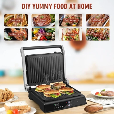 Costway Electric Panini Press Grill 1200W Sandwich Maker With Independent Temperature Control & Removable Drip Tray 4 Costway Electric Panini Press Grill 1200W Sandwich Maker With Independent Temperature Control & Removable Drip Tray - Image 2