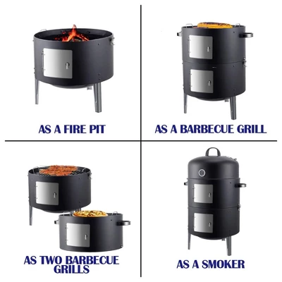 Realcook 17 Inch Vertical Heavy Duty Round Steel BBQ Charcoal Outdoor Smoker With Latch Locking System And Dual Entrance Doors, Black 3 Realcook 17 Inch Vertical Heavy Duty Round Steel BBQ Charcoal Outdoor Smoker With Latch Locking System And Dual Entrance Doors, Black