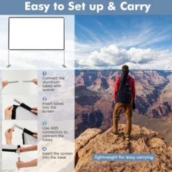 Costway 120'' Projector Screen W/ Stand 16:9 HD 4K Indoor Outdoor Projection Movie Screen -Garden Promotional Store GUEST 27cd883d aab2 4e5b 960a 56751c04f803