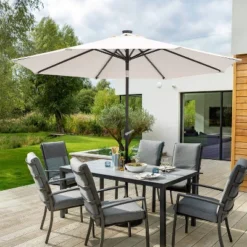 9' X 9' Solar LED Patio Umbrella With Tilt Adjustment And Crank Lift Beige - Wellfor 20 9' X 9' Solar LED Patio Umbrella With Tilt Adjustment And Crank Lift Beige - Wellfor -Garden Promotional Store GUEST 27f608b9 16d8 4f20 b9ab dfcaa59a4e1c