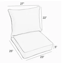 Sunbrella Stripe Outdoor Seat Cushion Gray/Orange