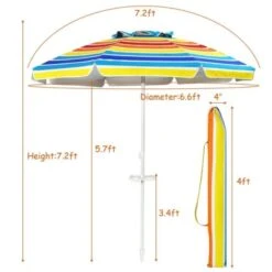 7.2' X 7.2' Portable Sunshade Beach Umbrella With Sand Anchor And Carry Bag - Wellfor -Garden Promotional Store GUEST 29b20bf6 ae15 4d02 8d76 c1cd310774de