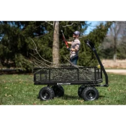 Gorilla Cart GCG-900 4 Cubic Feet 900 Pound Capacity Heavy Duty Durable Steel Utility Wagon Cart With 2 In 1 Towing Handle And Removable Sides, Gray -Garden Promotional Store GUEST 2b7073fd 06f3 42cb a2a3 a9f60c35aff5