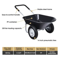 Costway 2 Tire Wheelbarrow Cart Heavy-duty Dolly Utility Cart Black -Garden Promotional Store GUEST 2cdf718b 15de 474b a9b6 d8293d2eb24a