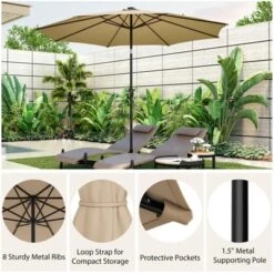 Costway 10 FT 112 LED Solar-Lighted Patio Table Market Umbrella Crank Tilt Outdoor Beige/Coffee/Navy/Wine 22 Costway 10 FT 112 LED Solar-Lighted Patio Table Market Umbrella Crank Tilt Outdoor Beige/Coffee/Navy/Wine -Garden Promotional Store GUEST 2d8e8009 8c78 4535 9f01 421ad214c171