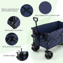 Costway Folding Collapsible Wagon Utility Garden Cart W/ Wide Wheels Adjustable Handle -Garden Promotional Store GUEST 2ed6b181 fb90 40a3 876e aa75fd1dbaae
