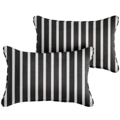 2pk Rectangle Sunbrella Stripe Indoor Outdoor Corded Throw Pillows Black/White -Garden Promotional Store GUEST 30352d74 b558 423e 8e84 31885beeeb18