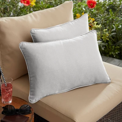 2pk Rectangle Sunbrella Corded Indoor Outdoor Throw Pillows Gray 3 2pk Rectangle Sunbrella Corded Indoor Outdoor Throw Pillows Gray