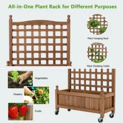Costway 32in Wood Planter Box W/Trellis Mobile Raised Bed For Climbing Plant 16 Costway 32in Wood Planter Box W/Trellis Mobile Raised Bed For Climbing Plant -Garden Promotional Store GUEST 31b651ee 166e 4772 8871 50e99291e28a