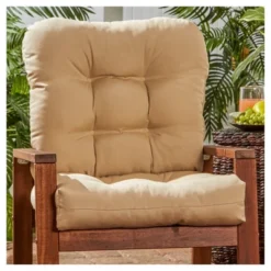 Solid Outdoor Seat/Back Chair Cushion - Stone - Kensington Garden