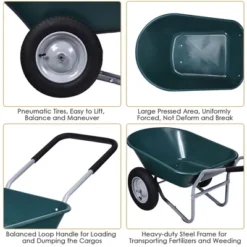 Costway 2 Tire Wheelbarrow Cart Heavy-duty Dolly Utility Cart Green -Garden Promotional Store GUEST 3229149d 93c6 4d3e b029 a6566a1b2af8