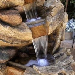 47" Resin Outdoor 5-Tier Tree Trunk Waterfall Floor Fountain With LED Lights Brown - Alpine Corporation 15 47" Resin Outdoor 5-Tier Tree Trunk Waterfall Floor Fountain With LED Lights Brown - Alpine Corporation -Garden Promotional Store GUEST 335ba692 4e40 4fec b362 8b55cd0f97b8