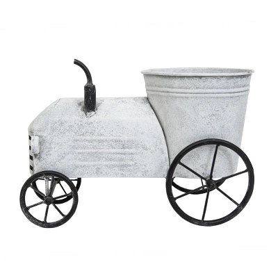 Tractor White Metal Planter - Foreside Home & Garden 3 Tractor White Metal Planter - Foreside Home & Garden