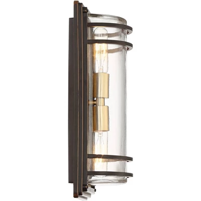 John Timberland Habitat Modern Outdoor Wall Light Fixture Bronze Warm Brass 16" Clear Glass For Post Exterior Barn Deck House Porch Yard Patio Home 8 John Timberland Habitat Modern Outdoor Wall Light Fixture Bronze Warm Brass 16" Clear Glass For Post Exterior Barn Deck House Porch Yard Patio Home - Image 6