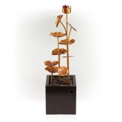 43" Metal Cascading Leaves Fountain With Stones Copper - Alpine Corporation -Garden Promotional Store GUEST 36650e95 00ba 47ab 9534 309d0cc2db6c