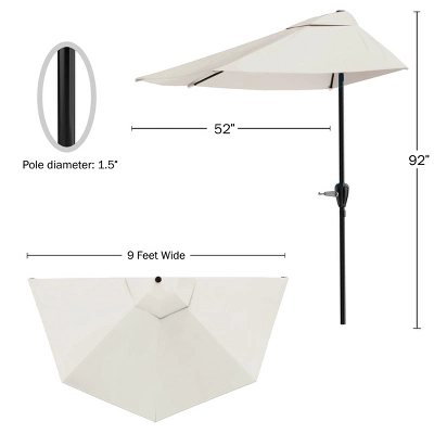 Nature Spring Half-Canopy Umbrella For Patios - 52" X 108" X 92", Tan 5 Nature Spring Half-Canopy Umbrella For Patios - 52" X 108" X 92", Tan - Image 3