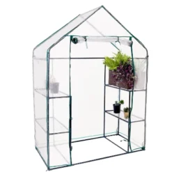 Sunnydaze Decor Sunnydaze Outdoor Portable Tiered Growing Rack Deluxe Walk-In Greenhouse With Roll-Up Door - 4 Shelves - Clear - 54" X 28" X 77" -Garden Promotional Store GUEST 382dca0a 0101 4c9b b048 b02273d889de
