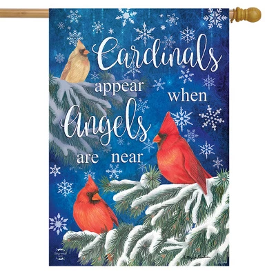 Briarwood Lane Cardinals Appear Winter House Flag Snowflakes 28" 3 Briarwood Lane Cardinals Appear Winter House Flag Snowflakes 28"