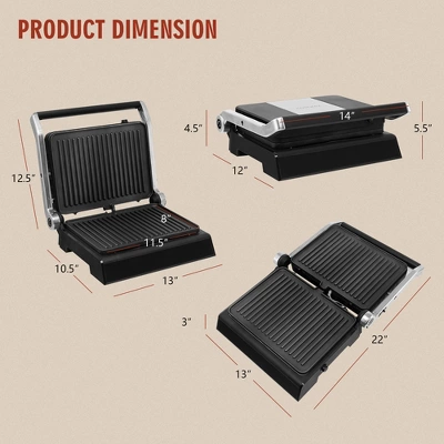 Costway Electric Panini Press Grill 1200W Sandwich Maker With Independent Temperature Control & Removable Drip Tray 9 Costway Electric Panini Press Grill 1200W Sandwich Maker With Independent Temperature Control & Removable Drip Tray - Image 7