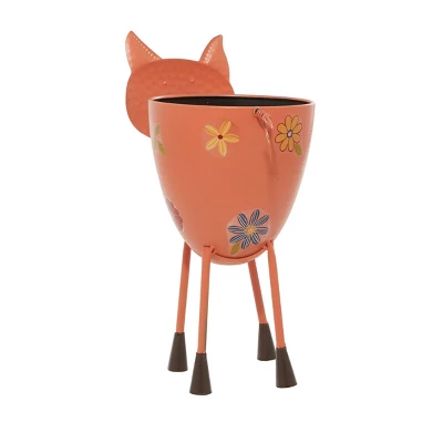14" Wide Rectangular Floor Planter Retro 'Pink Hippie Piggie' Standing - Olivia & May 5 14" Wide Rectangular Floor Planter Retro 'Pink Hippie Piggie' Standing - Olivia & May - Image 3