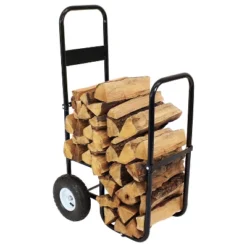 Sunnydaze Decor Sunnydaze Outdoor Firewood Log Rack Cart Carrier With Heavy-Duty Weather-Resistant Polyester Cover - Black -Garden Promotional Store GUEST 3969eaf5 7b35 4029 91c5 3338e10e020f