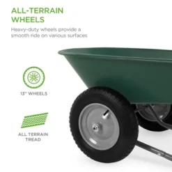 Best Choice Products Dual-Wheel Home Wheelbarrow Yard Garden Cart For Lawn, Construction - Green -Garden Promotional Store GUEST 39f6c1f8 7856 4406 945f fe186180c519