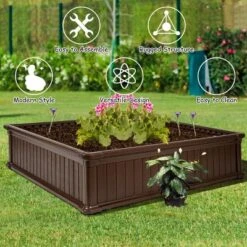 Costway 4 Pcs 48.5'' Raised Garden Bed Square Plant Box Planter Flower Vegetable Brown 15 Costway 4 Pcs 48.5'' Raised Garden Bed Square Plant Box Planter Flower Vegetable Brown -Garden Promotional Store GUEST 3cb78f5e 0d5d 4530 9d3d f767ba34886b 2