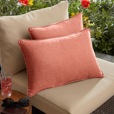 2pk Rectangle Sunbrella Corded Indoor Outdoor Throw Pillows Coral 3 2pk Rectangle Sunbrella Corded Indoor Outdoor Throw Pillows Coral