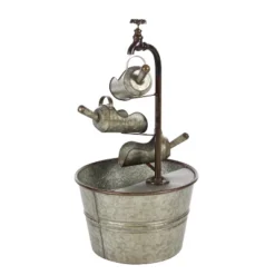 28" X 15" Farmhouse Metal Fountain Gray - Olivia & May -Garden Promotional Store GUEST 3d6cdf4a 8b18 4383 b88a 5385974c4edc
