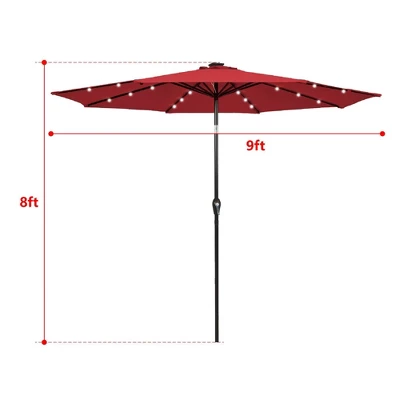 10' X 10' Solar 24 LED Outdoor Table Market Umbrella With Tilt And Crank - Wellfor 8 10' X 10' Solar 24 LED Outdoor Table Market Umbrella With Tilt And Crank - Wellfor - Image 6