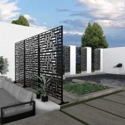 NewTown Decorative Privacy Screen Outdoor Divider With Stand, Featuring Precise Laser Cut,Metal Material-The Pop Home 12 NewTown Decorative Privacy Screen Outdoor Divider With Stand, Featuring Precise Laser Cut,Metal Material-The Pop Home -Garden Promotional Store GUEST 402b4483 6f67 467d 85ee 95725215c813