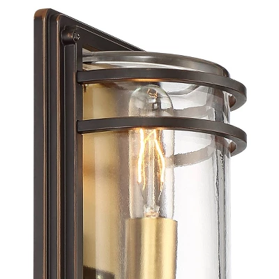 John Timberland Habitat Modern Outdoor Wall Light Fixture Bronze Warm Brass 16" Clear Glass For Post Exterior Barn Deck House Porch Yard Patio Home 4 John Timberland Habitat Modern Outdoor Wall Light Fixture Bronze Warm Brass 16" Clear Glass For Post Exterior Barn Deck House Porch Yard Patio Home - Image 2