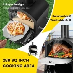 Costway 2-Layer Pizza Oven Wood Fired Pizza Grill Outside Pizza Maker With Waterproof Cover 14 Costway 2-Layer Pizza Oven Wood Fired Pizza Grill Outside Pizza Maker With Waterproof Cover -Garden Promotional Store GUEST 421027d9 e279 4f62 b65c 070b8c1fd3d0