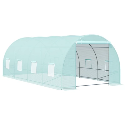 Outsunny 20' X 10' X 7' Walk-In Tunnel Greenhouse Garden Warm House Large Hot House Kit With 8 Roll-up Windows & Roll Up Door, Steel Frame 10 Outsunny 20' X 10' X 7' Walk-In Tunnel Greenhouse Garden Warm House Large Hot House Kit With 8 Roll-up Windows & Roll Up Door, Steel Frame - Image 8