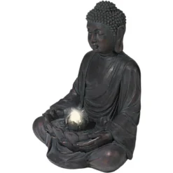 John Timberland Meditating Buddha Zen Bubbler Outdoor Water Fountain With LED Light 24" For Yard Garden Patio Home Deck Porch House Meditation Decor -Garden Promotional Store GUEST 4294258b aa5d 414b 90ad 03c056744664