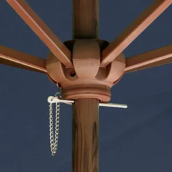 9' X 9' Round Wood Grain Steel Patio Umbrella Navy Blue - Astella -Garden Promotional Store GUEST 434e2163 4ce7 41e9 ad67 e5c3ebe7a879