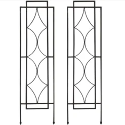 Sunnydaze Decorative Steel Metal Chic Diamonds Design Garden Trellis - Black - 2-Pack -Garden Promotional Store GUEST 43554727 2800 4fb3 9197 fff970b3dfdd
