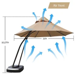 Costway 11FT Outdoor Cantilever Offset Hanging Umbrella W/ Base Wheel -Garden Promotional Store GUEST 43705a8f 5f42 4964 9c2b f9cb530b614b