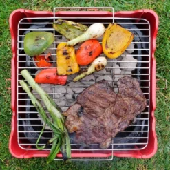 Permasteel Square Portable Charcoal Grill PG-40C10-RD - Red -Garden Promotional Store GUEST 43a388fd c2e5 42e4 bccc 600c2b374633