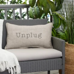 Indoor/Outdoor Unplug Embroidered Lumbar Throw Pillow - Sorra Home 12 Indoor/Outdoor Unplug Embroidered Lumbar Throw Pillow - Sorra Home -Garden Promotional Store GUEST 43a72c70 b370 48fa 86e4 46bcddf89ce3