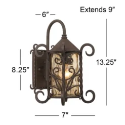 John Timberland Casa Seville Vintage Rustic Outdoor Wall Light Fixture Dark Walnut Scroll 13 1/4" Champagne Hammered Glass For Post Exterior Barn Deck -Garden Promotional Store GUEST 46417896 f968 448b b75e a2b3e3cfe582